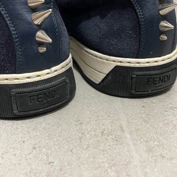 FENDI Monster Slip On Spike Navy Blue Suede Shoes sz US 8 UK 7 - Picture 4 of 8